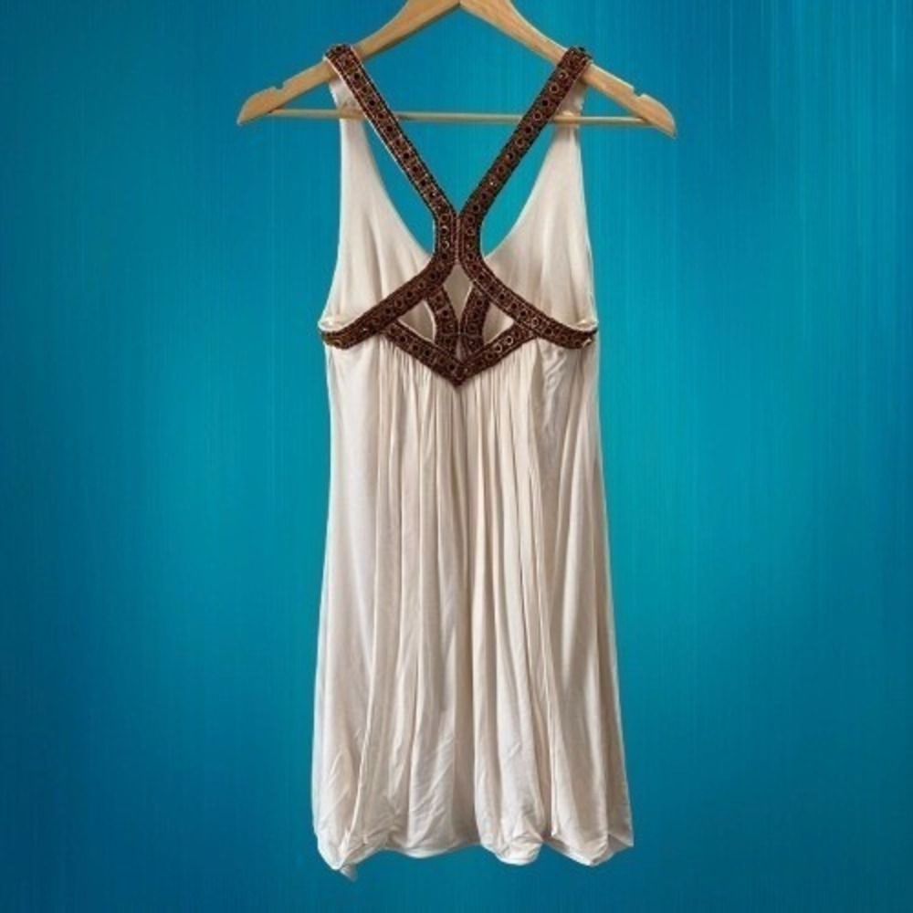 NEW Sky Dionicia Embellished Beaded‎ Halter Top White Cream Small - Picture 3 of 5